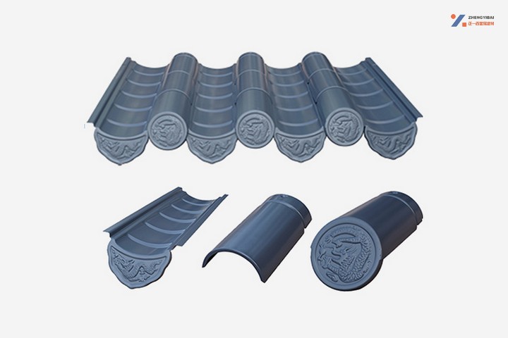 中式仿古金属琉璃瓦灰色-喷涂